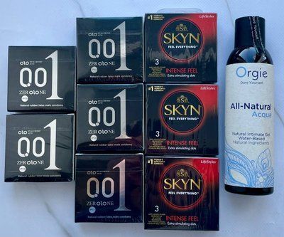 Набір 24 шт OLO Feeling Ultrathin 001 + Skyn Intense Feel + Лубрикант ALL-NATURAL Acqua 150 мл Orgie SOS3794 фото