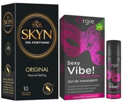 Набір з SKYN Original (10 шт) + Рідкий вібратор Orgie Sexy Vibe (15 мл) SOS9902 фото