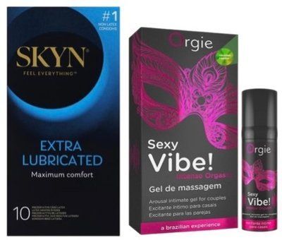 Набор из SKYN Extra Lube (10 шт) + Жидкий вибратор Orgie Sexy Vibe (15 мл) SOS10202 фото