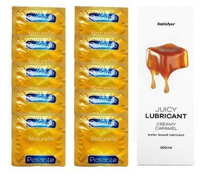Набір: Pasante Naturelle 10 шт. + Лубрикант Satisfyer Creamy Caramel (300 мл) SOS12061 фото