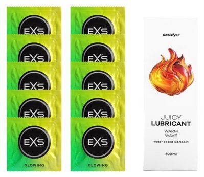 Набір: EXS Glow in the Dark 10 шт. + Лубрикант Satisfyer Warm Wave 300 мл SOS11356 фото