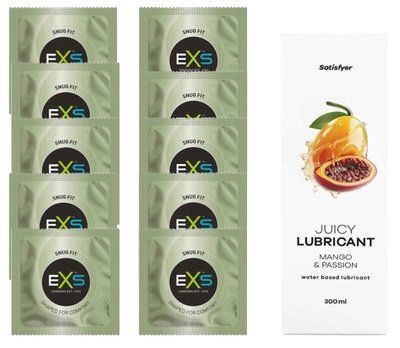 Комплект: з EXS Snug Fit 10 шт + Лубрикант Satisfyer Juicy Mango & Passion water based 300 мл SOS11306 фото