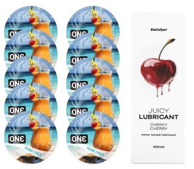 Набор One Island Punch 10 шт. + Лубрикант Satisfyer Cheeky Cherry 300 мл SOS12411 фото