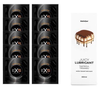 Набір: EXS Black Latex 10 шт. + Лубрикант Satisfyer Tasteful Tiramisu 300 мл SOS11155 фото
