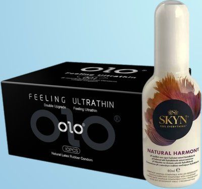 Набір OLO - ультратонкі -001 ( 10 штук) + Лубрикант Skyn Natural Harmony 80 мл SOS4505 фото