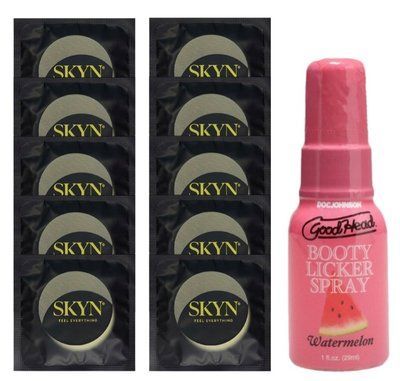 Комплект SKYN Pina Colada 10 шт + Doc Johnson GoodHead Booty Licker Spray Watermelon (29 мл) SOS13713 фото