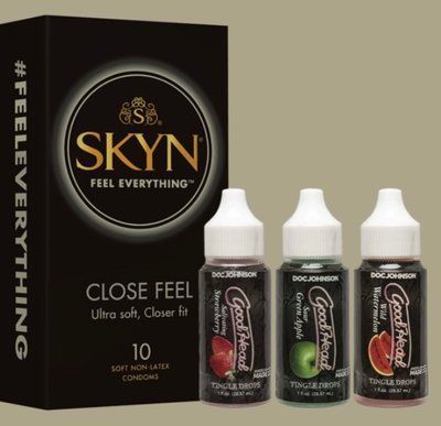 Набор SKYN Close Feel пачка 10 штук + Набор капель для минета Doc Johnson GoodHead - Tingle Drops SOS5031 фото