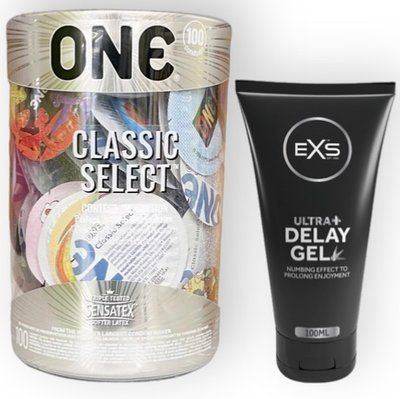 Набор из ONE Classic Select 100 шт + EXS Delay Gel Ultra+ 100ml SOS8992 фото