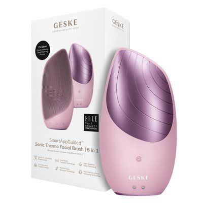Електронна звукова термо щітка для обличчя GESKE Sonic Thermo Facial Brush 6в1 pink HB0082 фото
