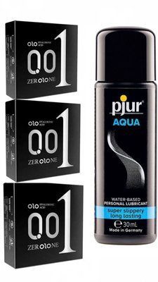 Комплект: Лубрикант pjur Aqua 30 мл + OLO Feeling Ultrathin 9 шт. SOS11762 фото