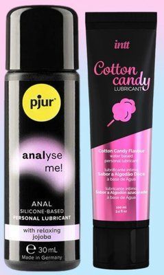 Набір лубрикантів pjur analyse me! Relaxing jojoba silicone 30 мл + Intt Cotton Candy (100 мл) LB601 фото