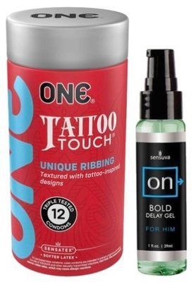 Набор из ONE Tattoo Touch Pack 12 шт + Пролонгатор Sensuva - ON Bold (29 мл) SOS9443 фото