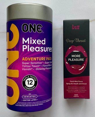 Комплект ONE Mixed Pleasures 12 шт и Спрей для оральных ласк Intt Deep Throat Oral Spray (12 мл) SOS1394 фото