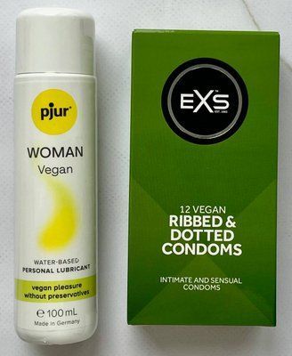 Комплект EXS Ribbed & Dotted 12 шт + Лубрикант pjur Woman Vegan, 100 мл SOS3245 фото