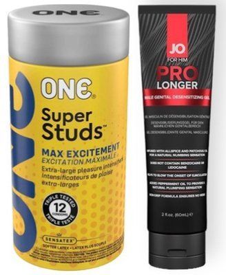Набор 12 шт ONE Super Studs + System JO Prolonger Gel (60 мл) SOS9043 фото