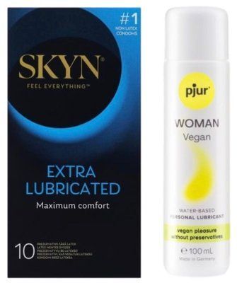 Комплект Skyn ​​Exstra Lube 10 шт + pjur Woman Vegan 100 мл SOS13314 фото
