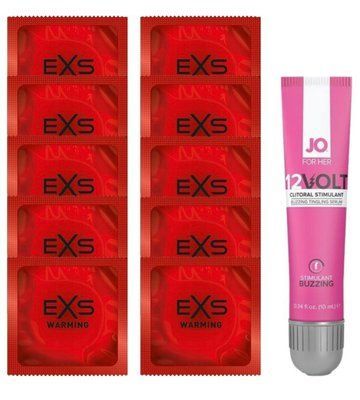 Комплект EXS Warming 10 шт + JO 12VOLT Gel 10 мл SOS14316 фото