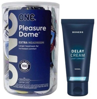 Набор из ONE Pleasure Dome, 100 шт + Пролонгатор Boners Delay Cream 100 МЛ SOS9593 фото