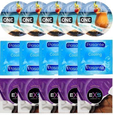 Набір 15 шт ONE Island Punch + Pasante Cooling + EXS Mixed Flavors Chocolate SOS7148 фото