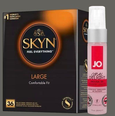 Комплект SKYN Large, 36 шт + Гель System JO Oral Delight Strawberry Sensation (30 мл) SOS5411 фото