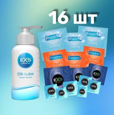Комплект 16 шт EXS, Pasante + Лубрикант EXS Aloe Vera Silk Lube 250 мл SOS4294 фото