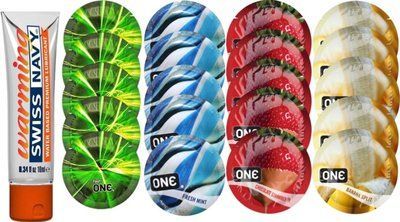 Набор из Swiss Navy Warming 10мл + ONE Glowing + ONE Mint + ONEChocolateStrawberry + ONEBanana SOS8593 фото