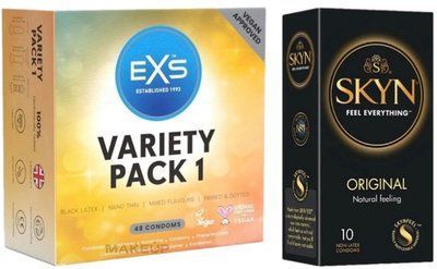 Набор с SKYN Original 10 штук + EXS Mixed Variety Pack 1, 48 штук SOS7896 фото