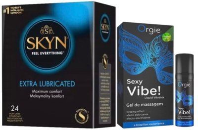 Набор из SKYN Extra Lube (24 шт) + Жидкий вибратор Orgie Sexy Vibe (15 мл) SOS10103 фото