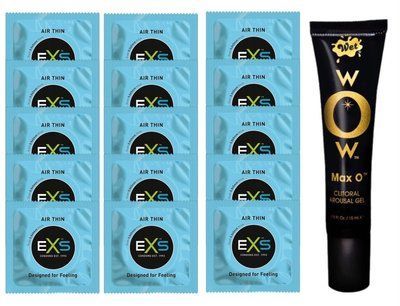 Комплект EXS Air Thin 15 шт + Wet Wow Max O Clitoral Arousal Gel SOS14796 фото