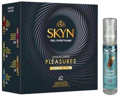 Набор из SKYN Pleasures (42 шт) + Жидкий вибратор 5th Paradise Liquid Vibrator &mdash; Кола (10 мл) SOS10053 фото
