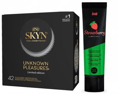 Набір : SKYN Pleasures 42 шт та Лубрикант Intt Strawberry (100 мл) SOS77 фото