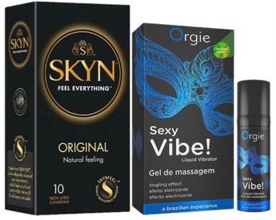 Набір з SKYN Original (10 шт) + Рідкий вібратор Orgie Sexy Vibe (15 мл) SOS9903 фото