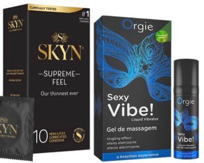 Набор из Skyn ​​Supreme Feel 10 шт. + Жидкий вибратор Orgie Sexy Vibe (15 мл) SOS10303 фото