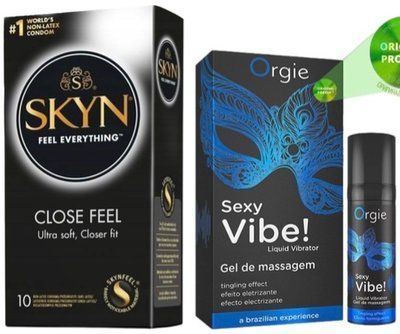 Набір з SKYN Close Feel (10 шт) + Рідкий вібратор Orgie Sexy Vibe (15 мл) SOS9803 фото