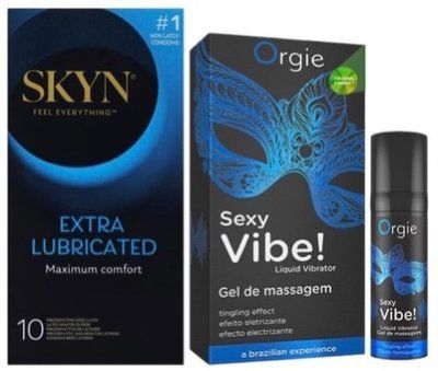 Набор из SKYN Extra Lube (10 шт) + Жидкий вибратор Orgie Sexy Vibe (15 мл) SOS10203 фото