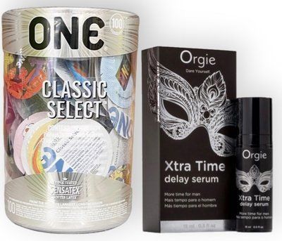 Набор из ONE Classic Select 100 шт + Orgie Xtra Time Delay Serum, 15 мл SOS8993 фото
