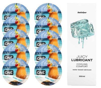 Набор One Island Punch 10 шт. + Лубрикант Satisfyer Cooling Comfort 300 мл SOS12412 фото