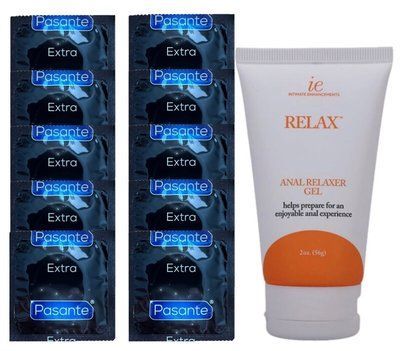 Комплект Pasante Extra Safe 10 шт + Doc Johnson RELAX Anal Relaxer (56 г) SOS14165 фото