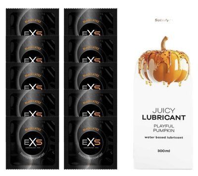 Набір: EXS Black Latex 10 шт. + Лубрикант Satisfyer Playful Pumpkin 300 мл SOS11156 фото