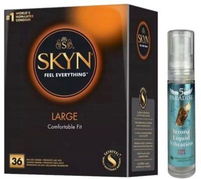 Набор из SKYN Large (36 шт) + Жидкий вибратор 5th Paradise Liquid Vibrator &mdash; Круги (10 мл) SOS9953 фото