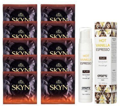 Комплект Skyn Warming 10 шт + EXSENS Kissable Hot Vanilla Espresso, 15 мл SOS14215 фото