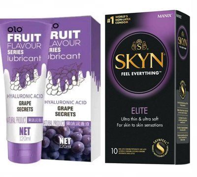 SKYN Elite 10 шт та Лубрикант OLO зі смаком винограду 120 мл SOS199 фото