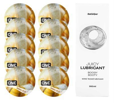 ONE Banana Split 10шт. + Лубрикант Satisfyer Boogy Booty 300 мл SOS12462 фото