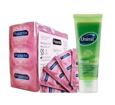 Pasante Sensitive Feel 72 шт та Лубрикант Unimil Aqua Aloe &ndash; 80 мл SOS949 фото
