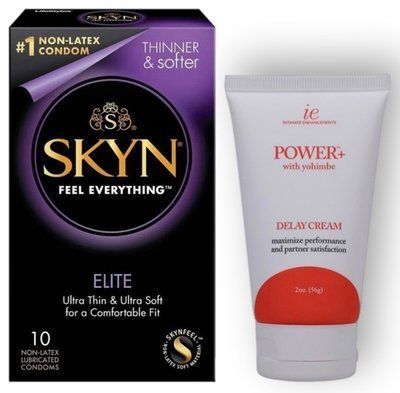 Набір з SKYN Elite 10 шт + Пролонгатор Doc Johnson Power+ with Yohimbe 56 мл SOS8893 фото
