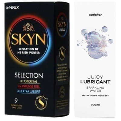 Набор Лубрикант Satisfyer Sparkling Water 300 мл + Skyn ​​Selection 9 шт. SOS12714 фото