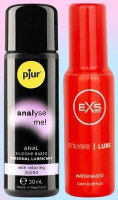 Набір лубрикантів pjur analyse me! Relaxing jojoba silicone 30 мл + EXS Strawberry Lube Water Based 100 мл LB602 фото
