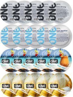 Набір з 20 шт ONE Extra strong + 𝐎𝐍𝐄 𝐒𝐮𝐩𝐞𝐫 𝐒𝐞𝐧𝐬𝐢𝐭𝐢𝐯𝐞 + ONE Island Punch + ONE Banana Split SOS8193 фото