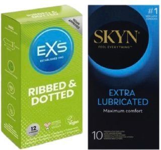Набор с SKYN Extra Lube 10 штук + EXS Ribbed & Dotted (12 штук) SOS7996 фото