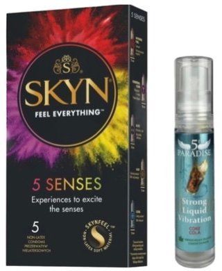 Набор SKYN 5 Senses + Жидкий вибратор кола 10 мл 5th Paradise SOS9644 фото